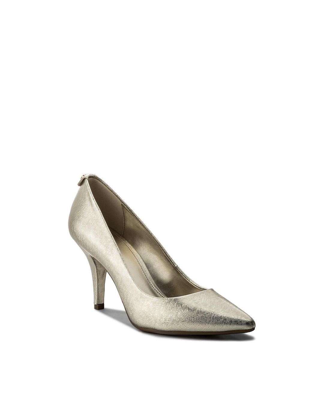 Zapatos de salón Michael Kors dorados Flex Mid Pump Nickel