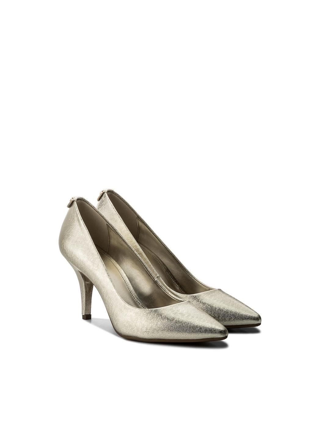 Zapatos de salón Michael Kors dorados Flex Mid Pump Nickel