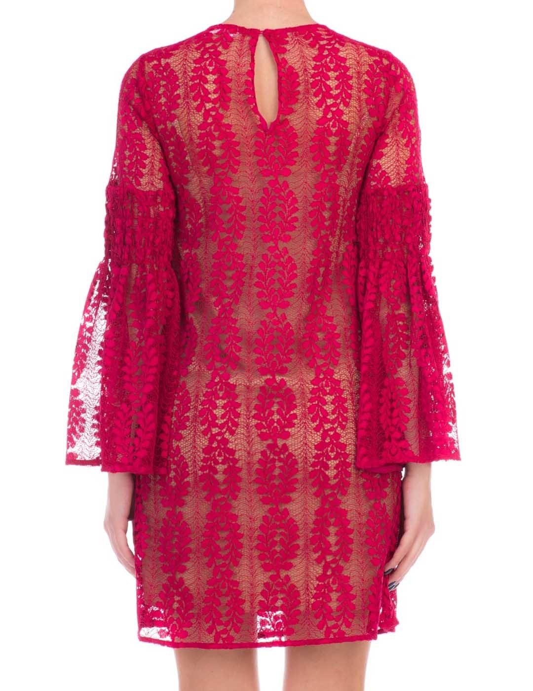 Vestido Michael Kors burdeos Bell-Sleeve Lace Dress