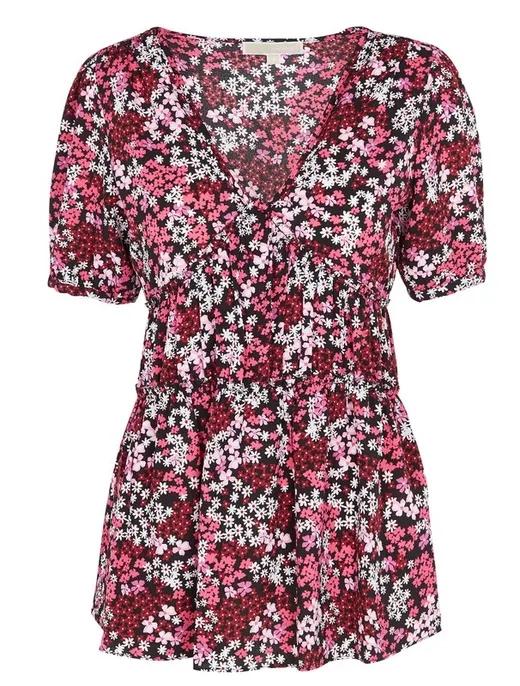Blusa Michael Kors rosa Blusa Flores Blk/Eltrcpnk