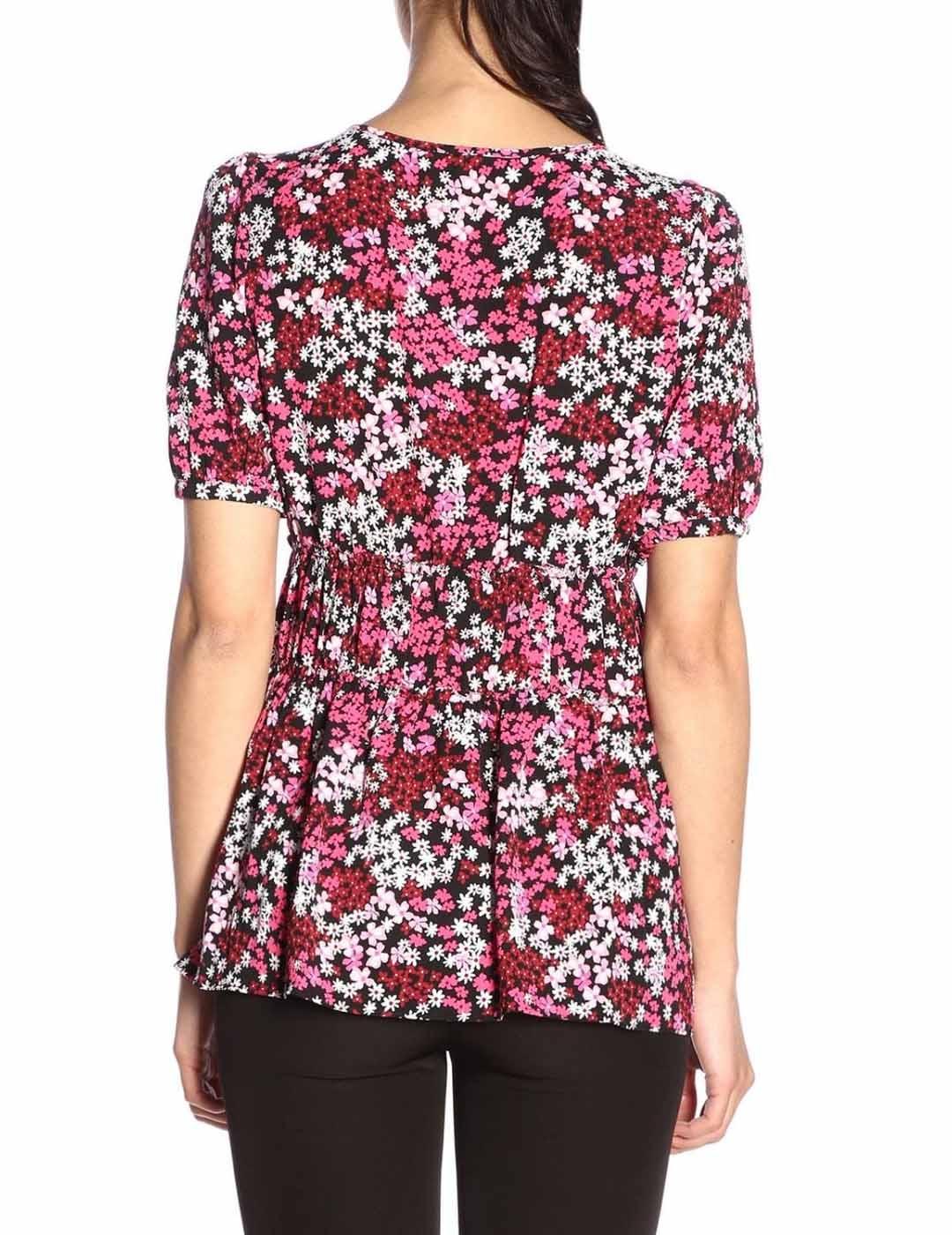 Blusa Michael Kors rosa Blusa Flores Blk/Eltrcpnk
