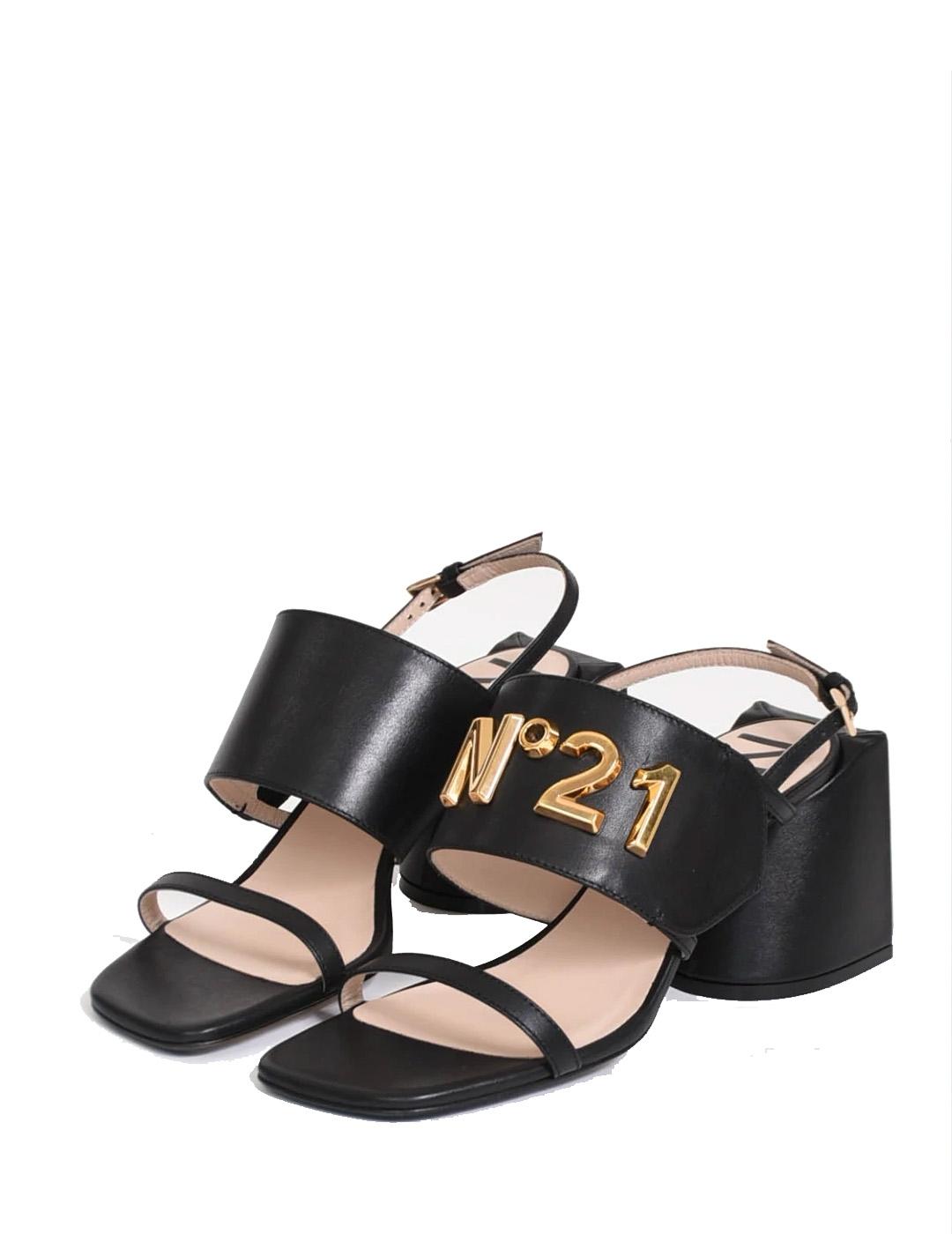 Sandalias N21 negras logo tacón