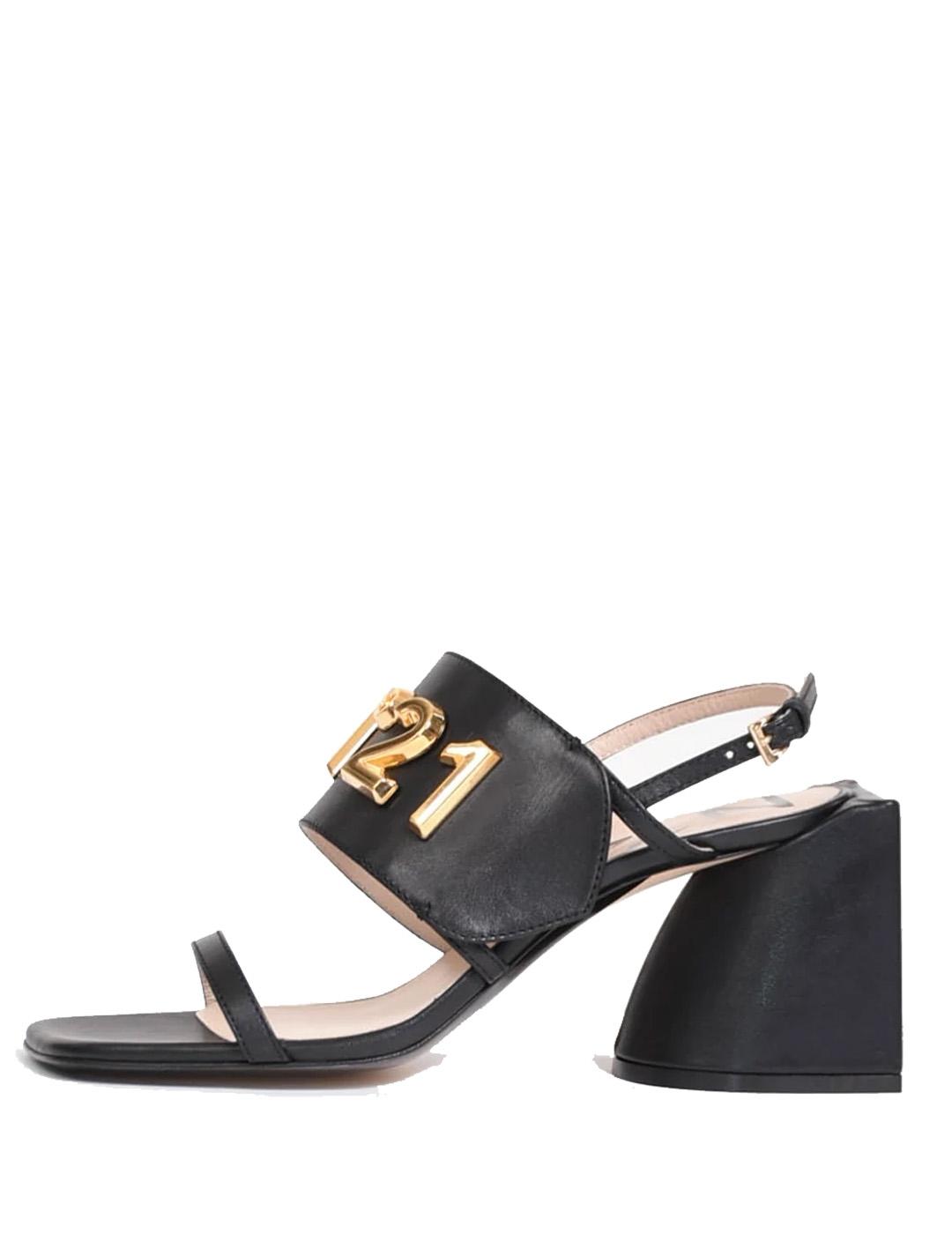 Sandalias N21 negras logo tacón
