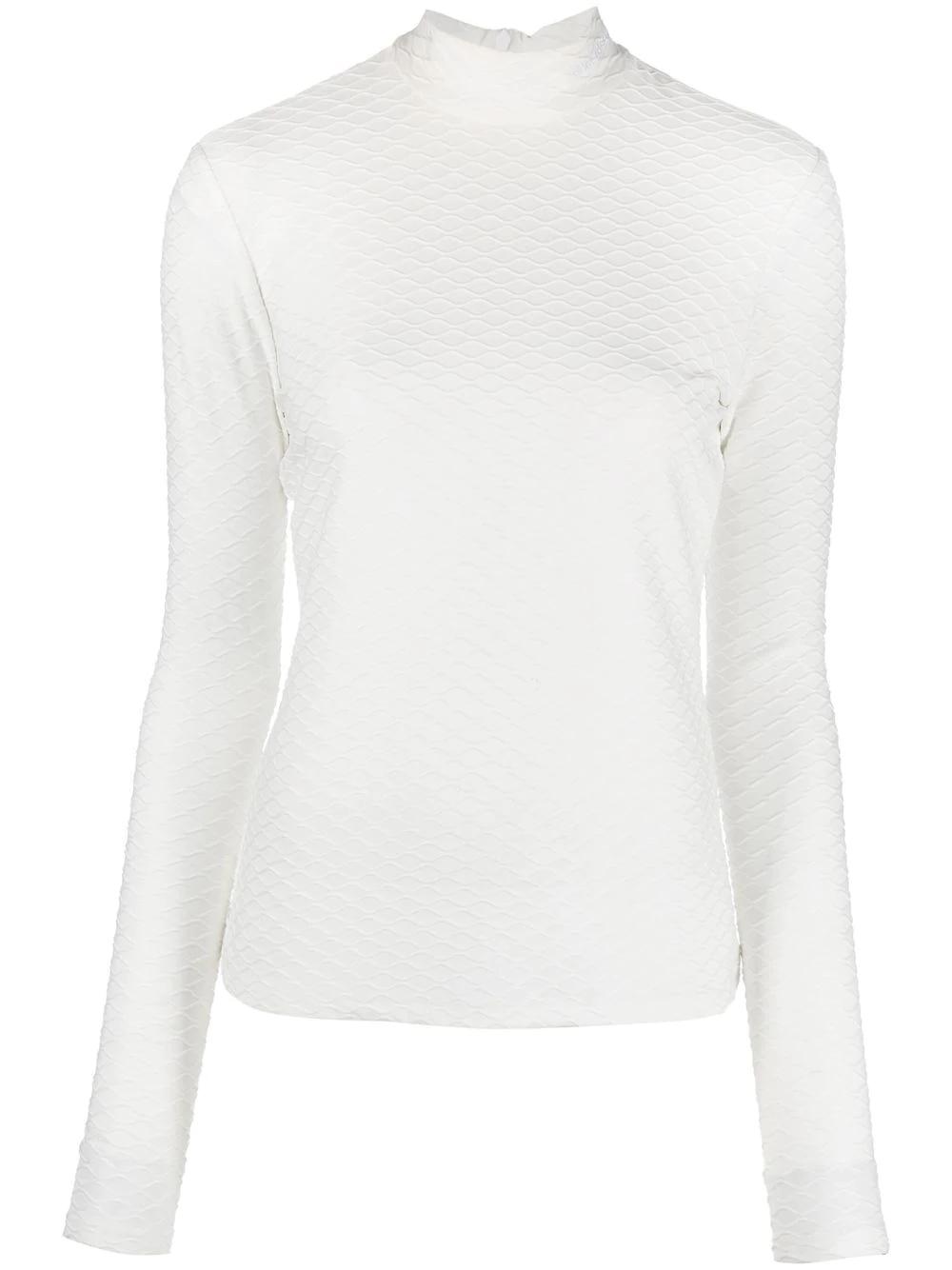 Top Karl Lagerfeld blanco slv texture mockneck top