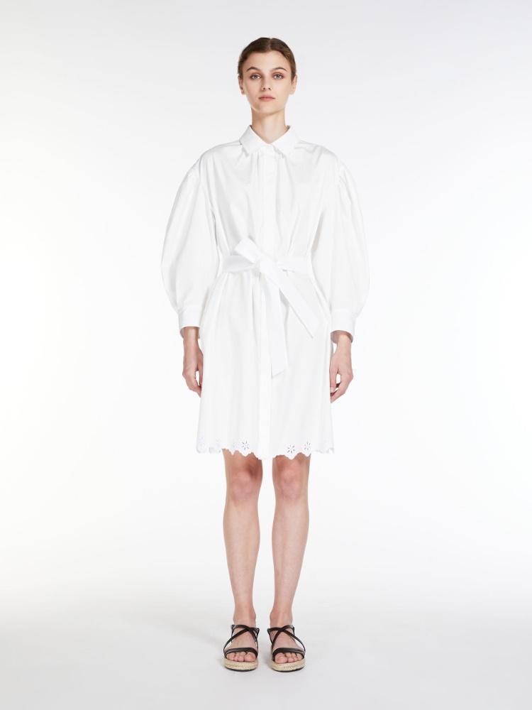 Vestido Max Mara blanco bordado corinto