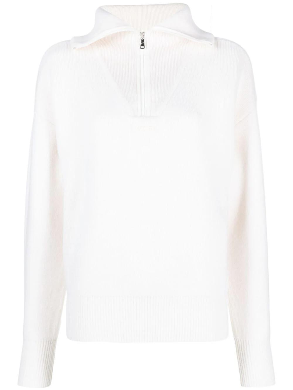 Jersey Coperni Blanco Half Zip Boxy Sweater