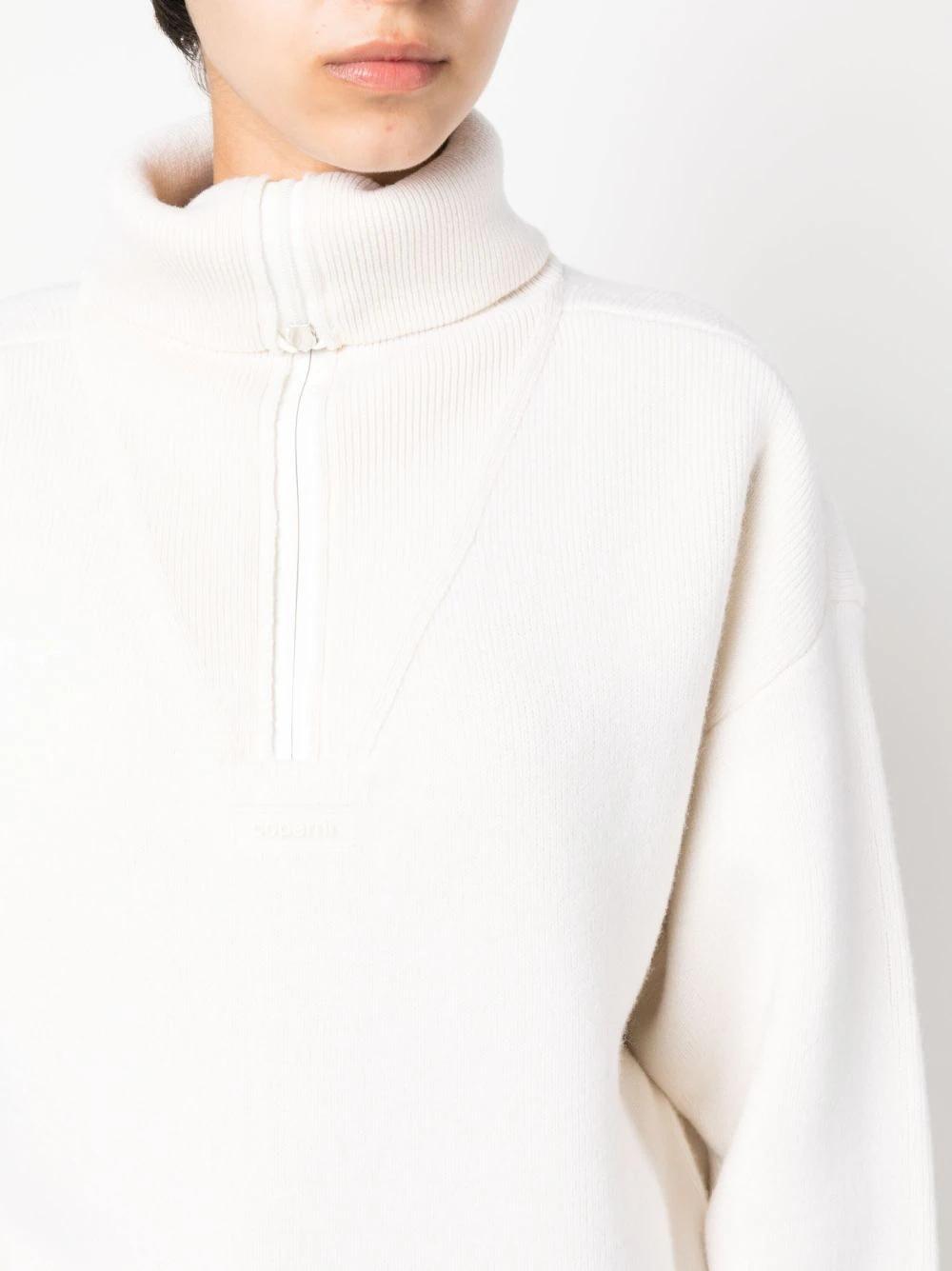 Jersey Coperni Blanco Half Zip Boxy Sweater