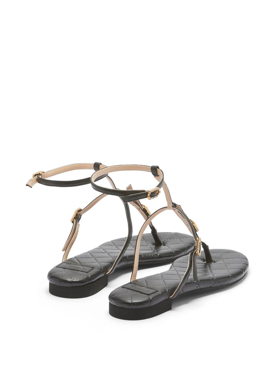 Sandalia Nº21 Piel Negra con Strass