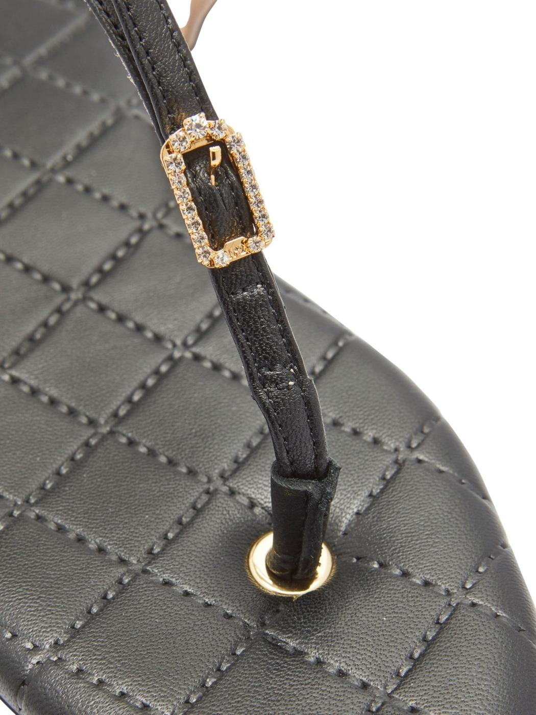 Sandalia Nº21 Piel Negra con Strass