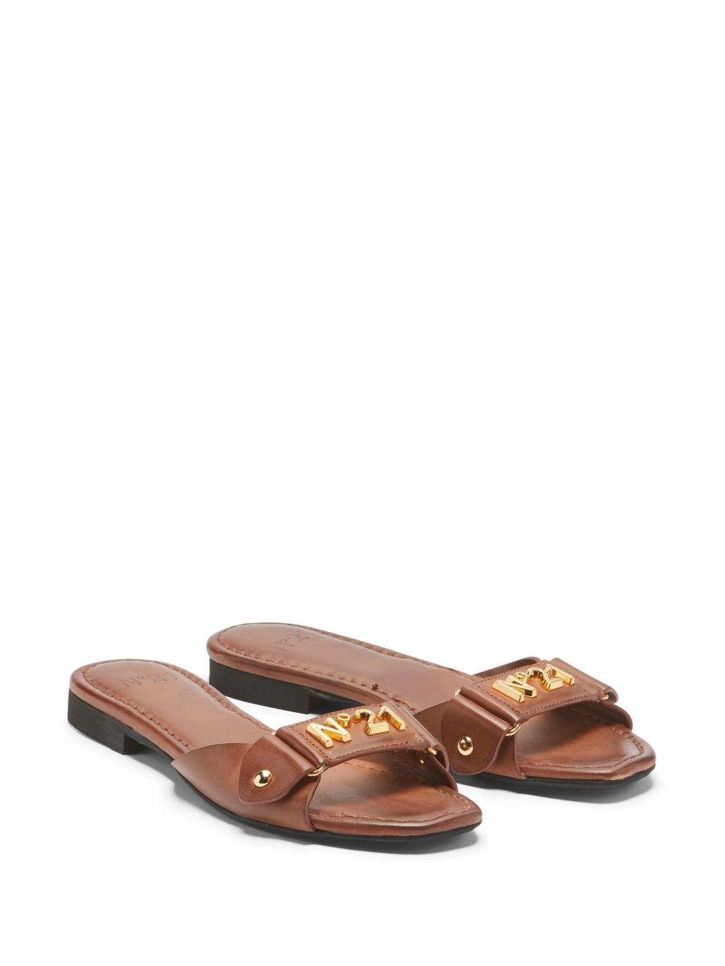 Sandalia Nº21 Piel Marrón Logo