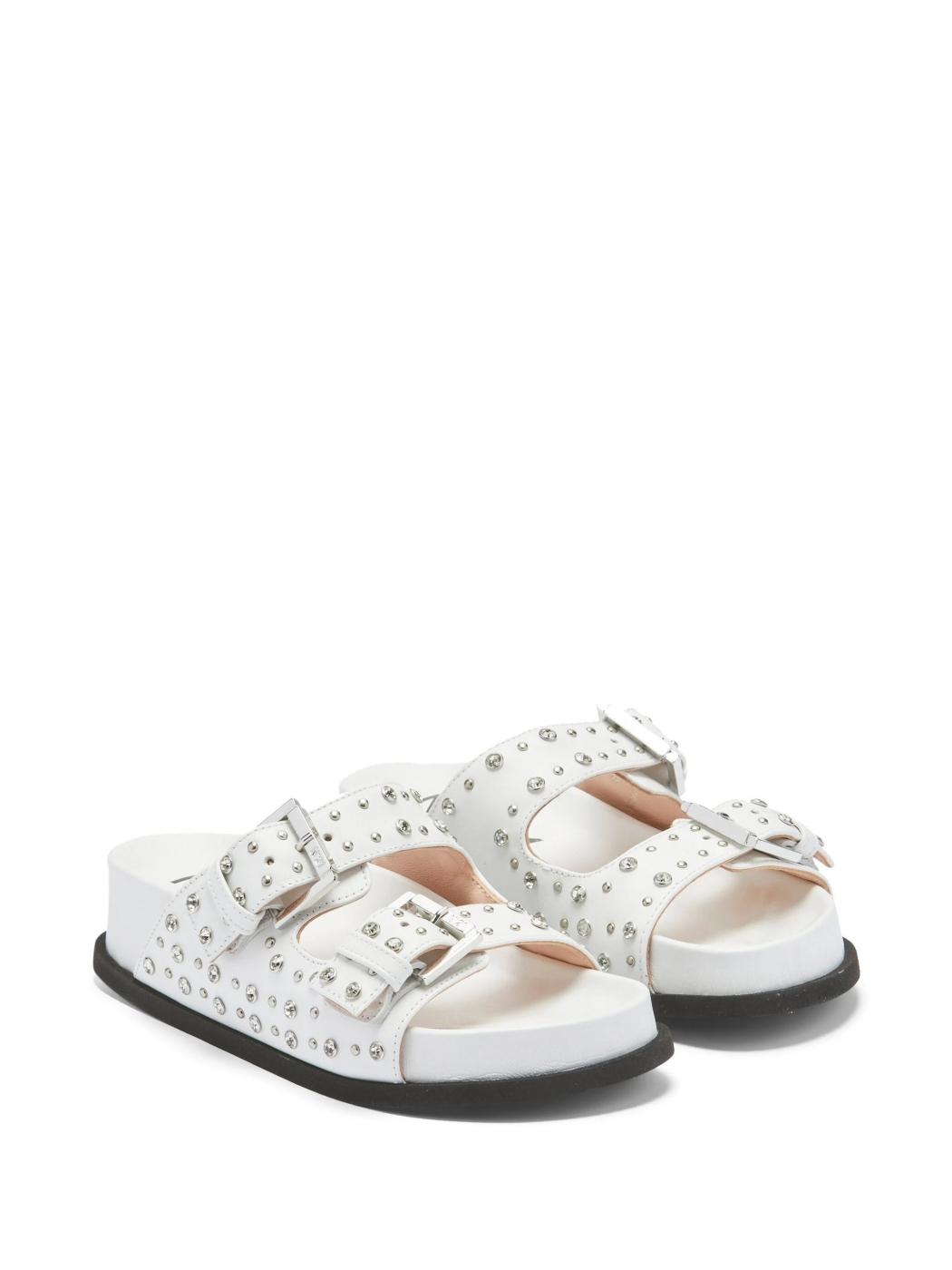Sandalia Nº21 Piel Blanca Hebilla y Strass
