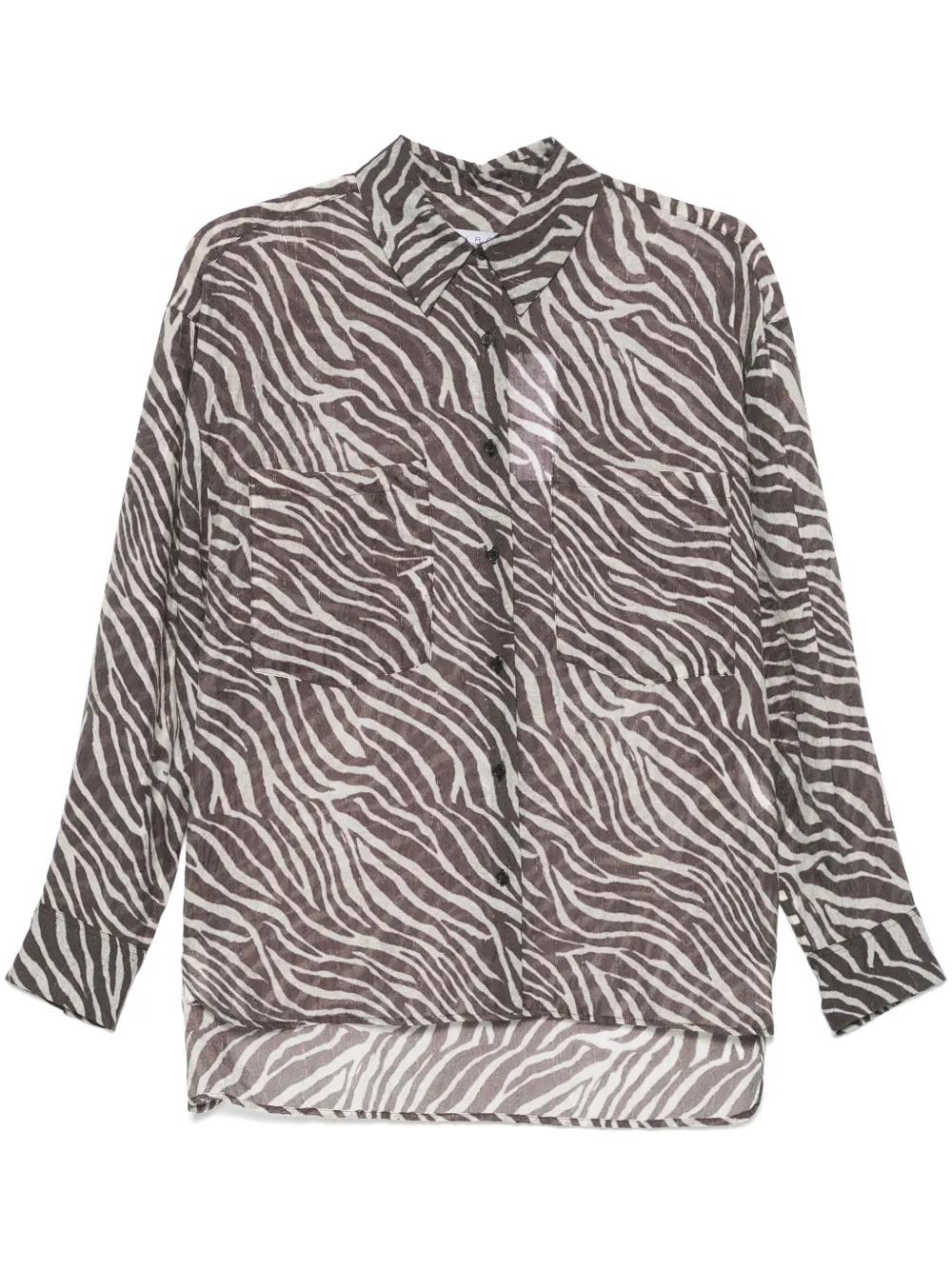 Camisa IRO Farri Animal Print Marrón