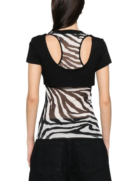 Camiseta Versace Jeans Couture Tulle Zebra Negra