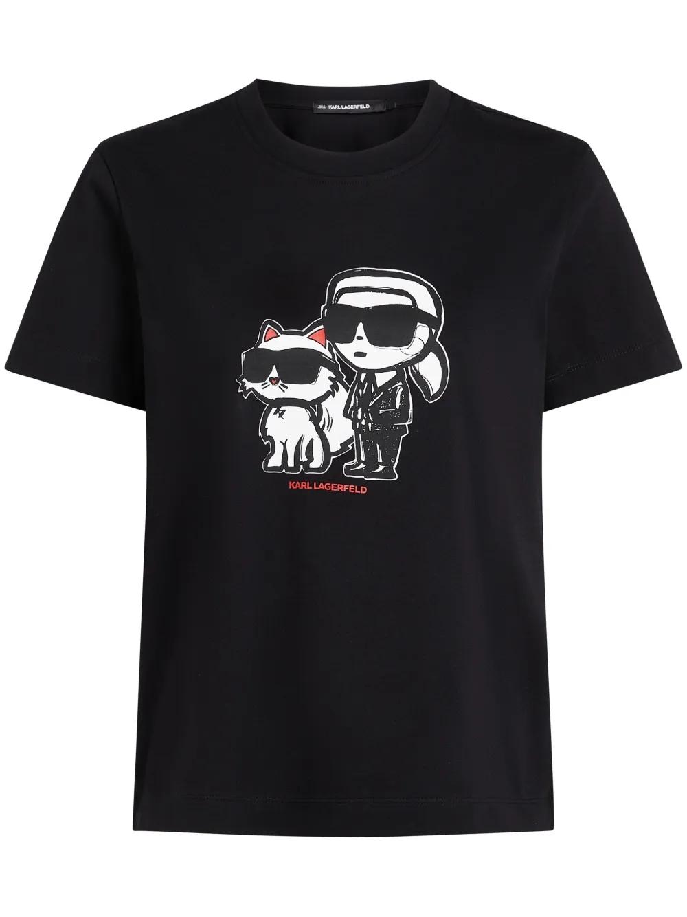 Camiseta Karl Lagerfeld K/Ikon Sketch Duo Negra