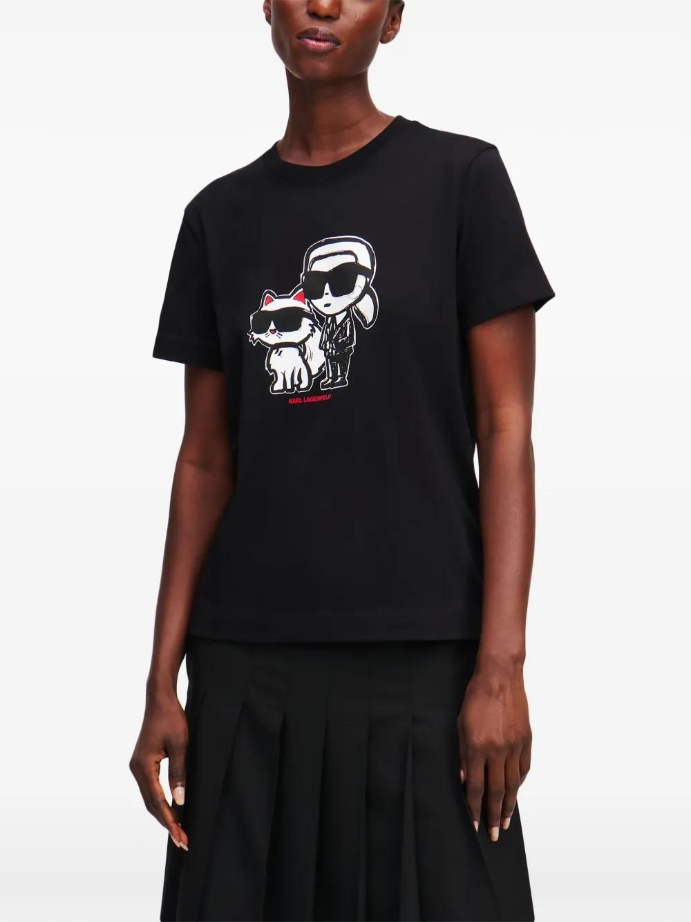 Camiseta Karl Lagerfeld K/Ikon Sketch Duo Negra