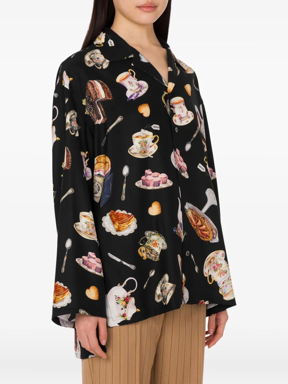 Camisa Moschino Tea Time Seda Negra