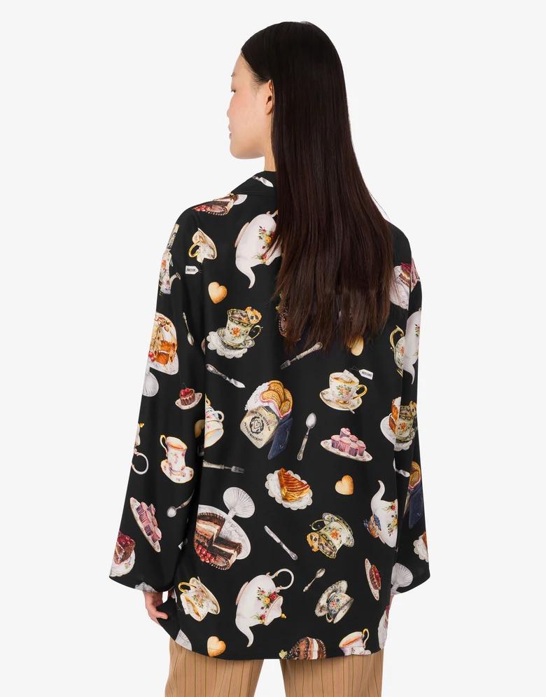 Camisa Moschino Tea Time Seda Negra