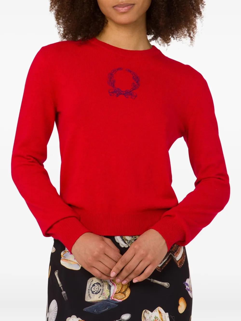 Jersey Moschino Pullover Bordado Rojo