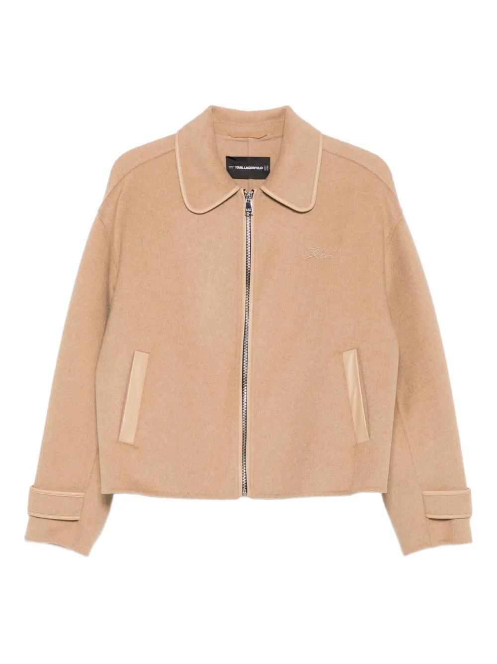 Chaqueta Karl Lagerfeld Short Soft Wool Coat Marró