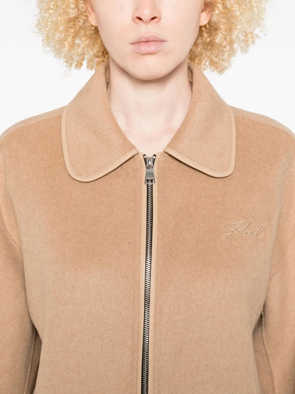 Chaqueta Karl Lagerfeld Short Soft Wool Coat Marró