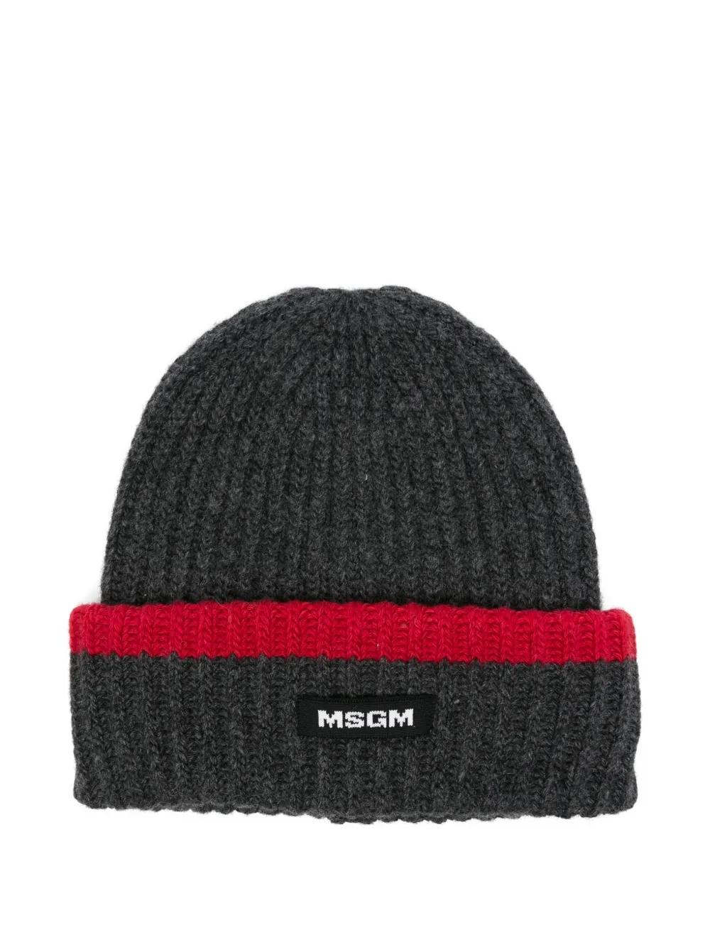 Gorro MSGM Capello Gris Rojo