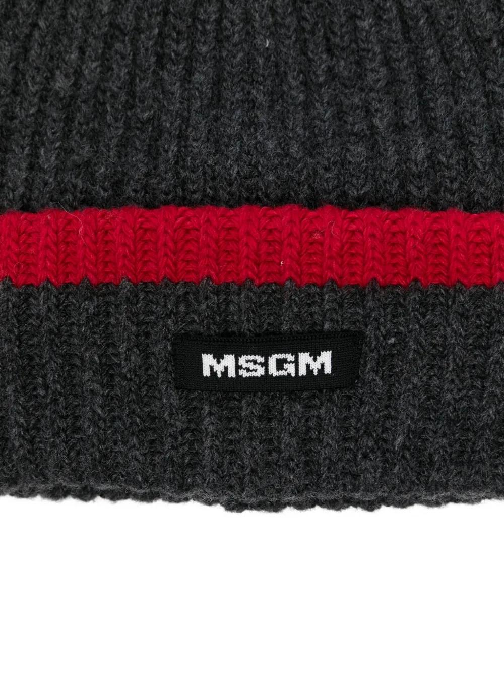 Gorro MSGM Capello Gris Rojo