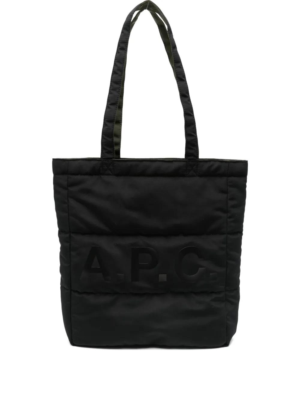 Bolso A.P.C. Tote Lou Reversible Negro Kaki