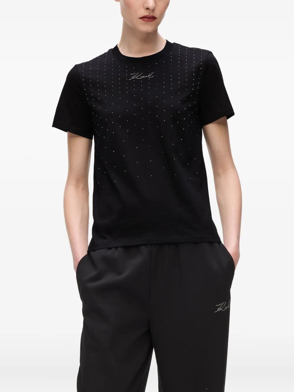 Camiseta Karl Lagerfeld Rhinestone Rain Negra 