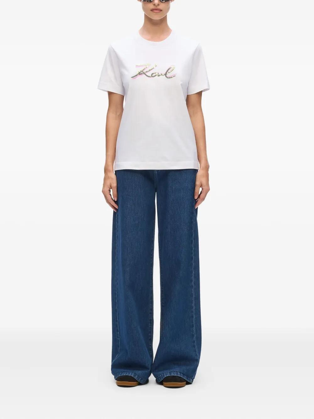 Camiseta Karl Lagerfeld Signature Sequins Blanca 