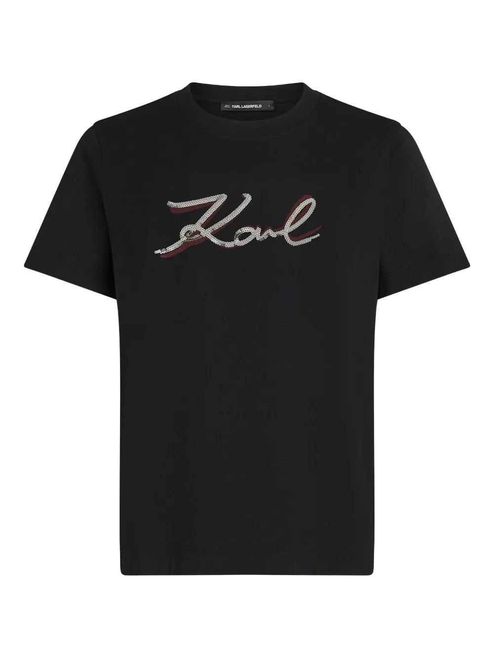 Camiseta Karl Lagerfeld Signature Sequins Negra