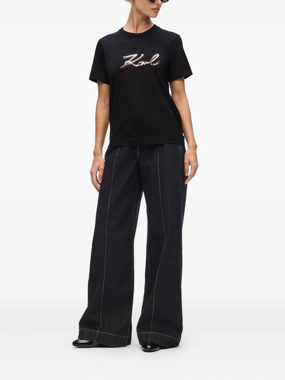 Camiseta Karl Lagerfeld Signature Sequins Negra