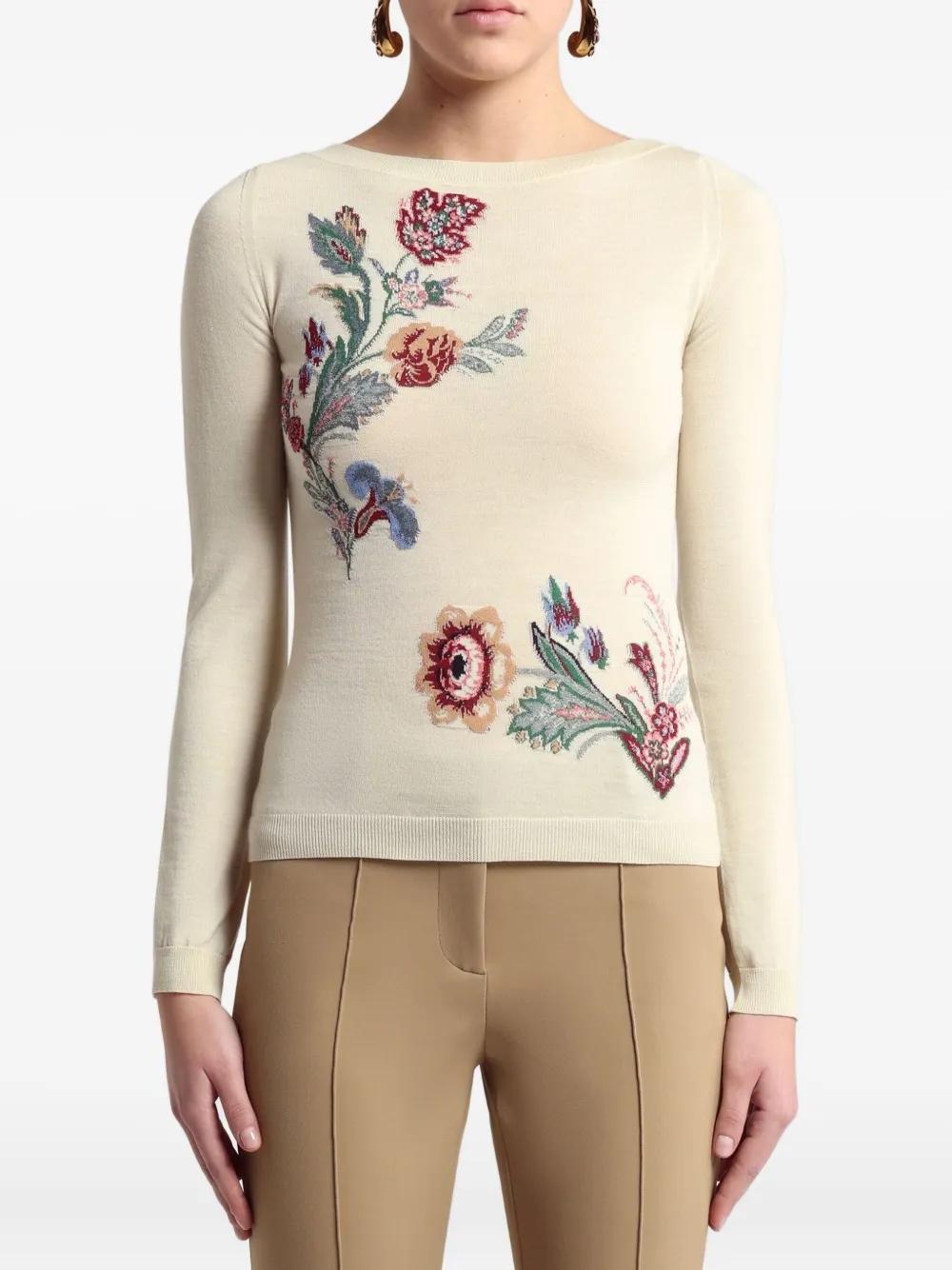 Jersey ETRO Intarsia Floral Crudo