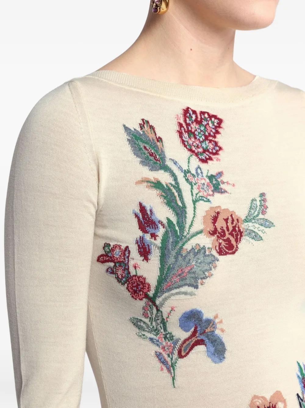Jersey ETRO Intarsia Floral Crudo
