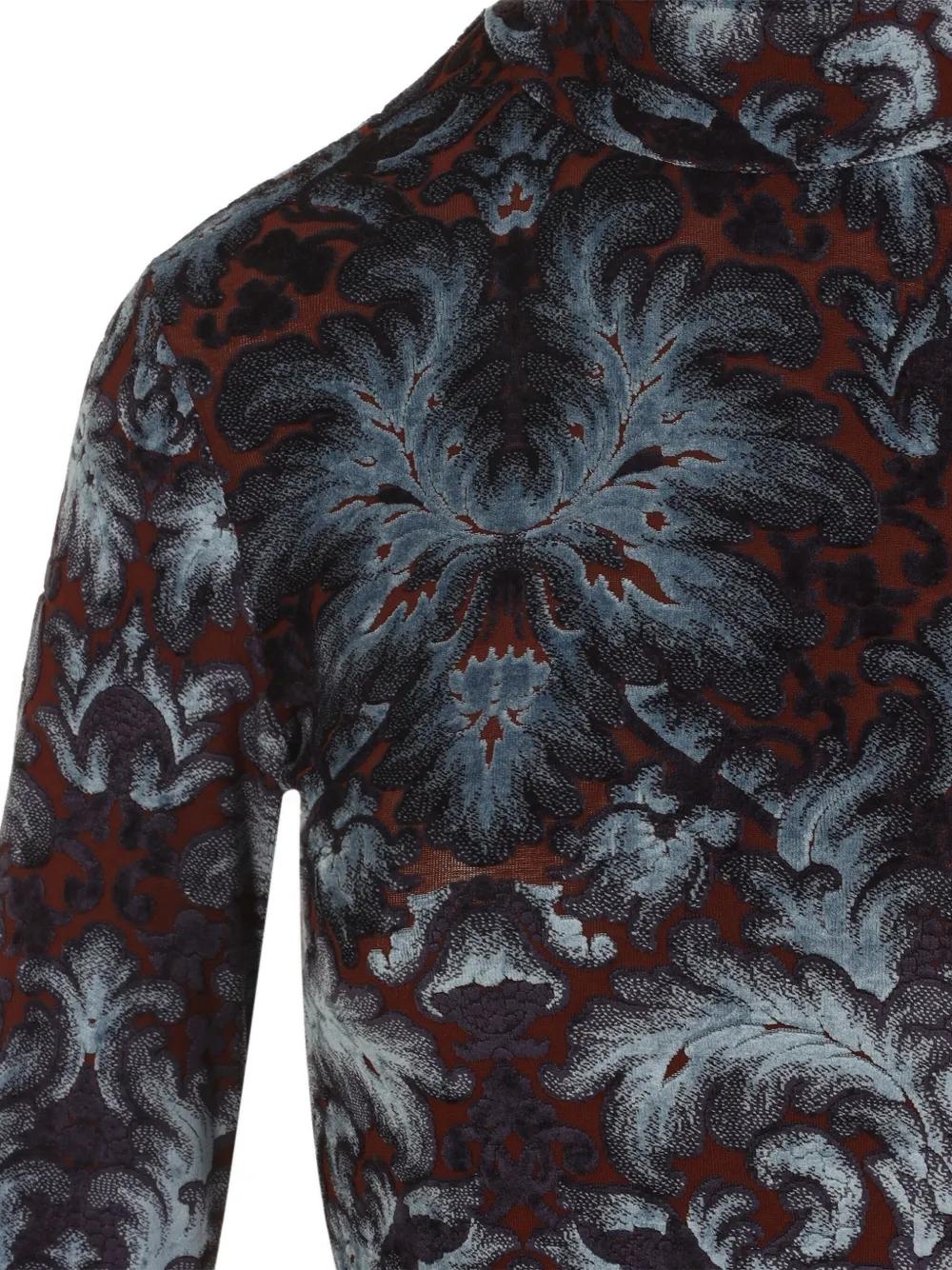 Vestido ETRO Midi Damasco Azul y Negro