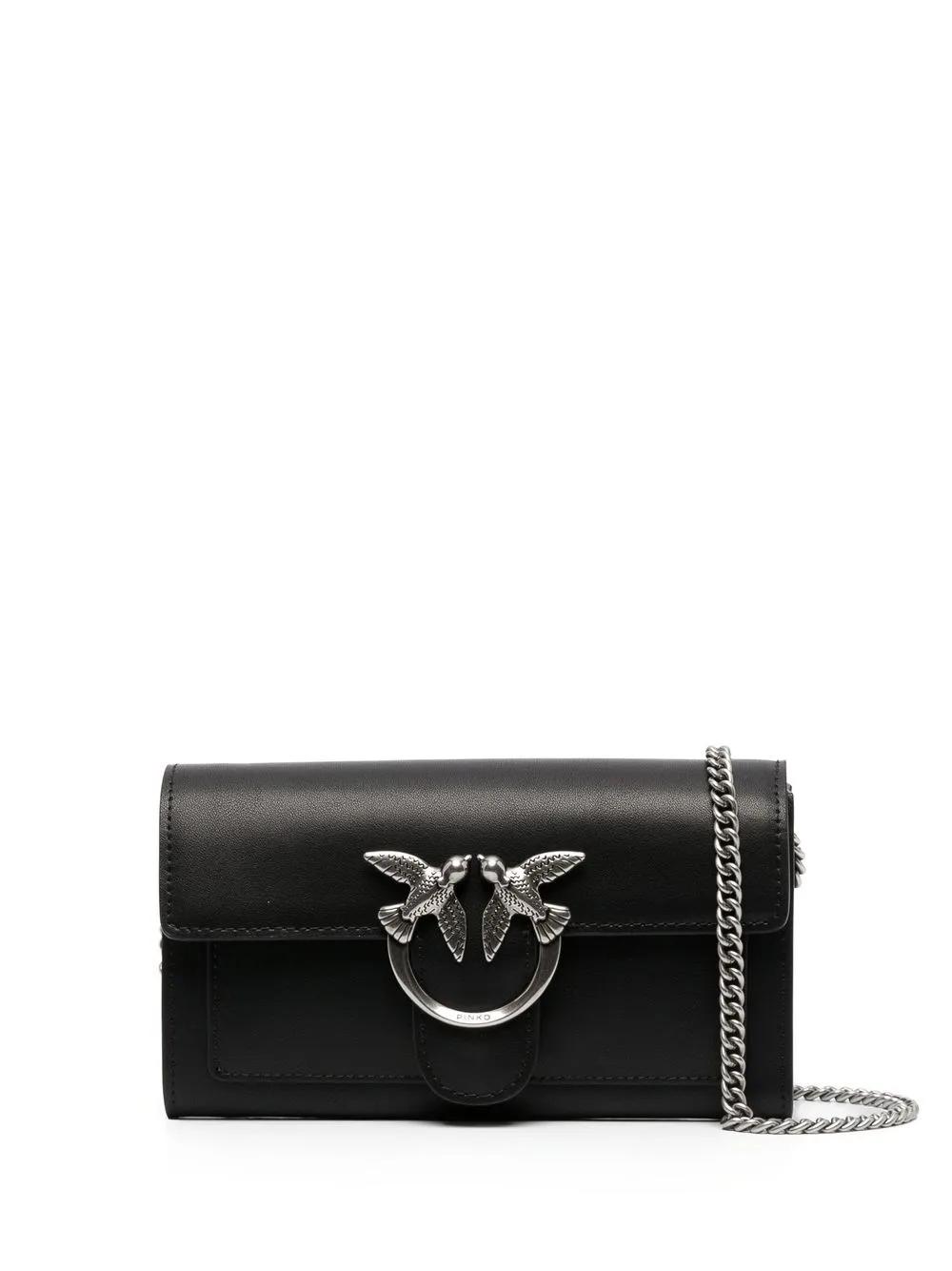 Cartera Pinko Love Wallet Vitello Plata Negro