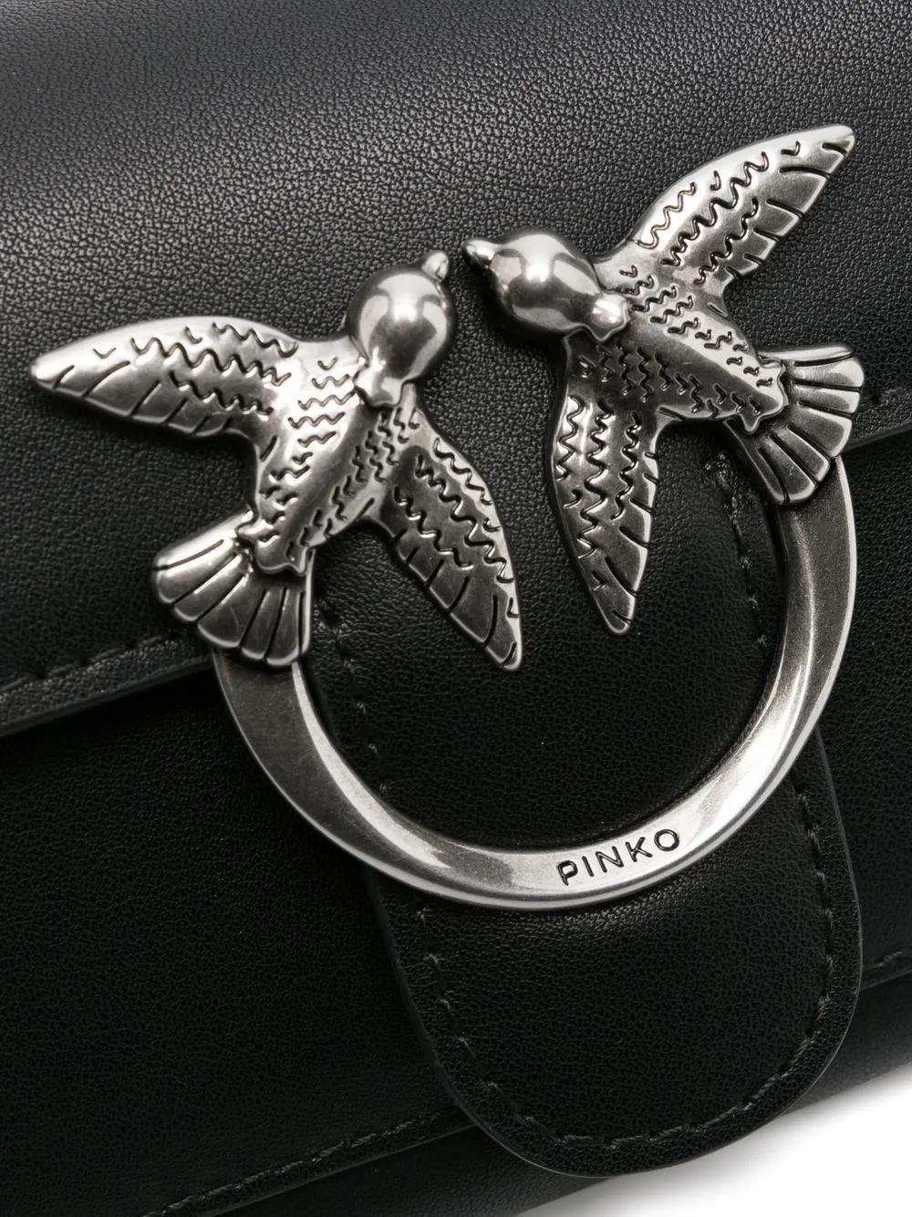 Cartera Pinko Love Wallet Vitello Plata Negro