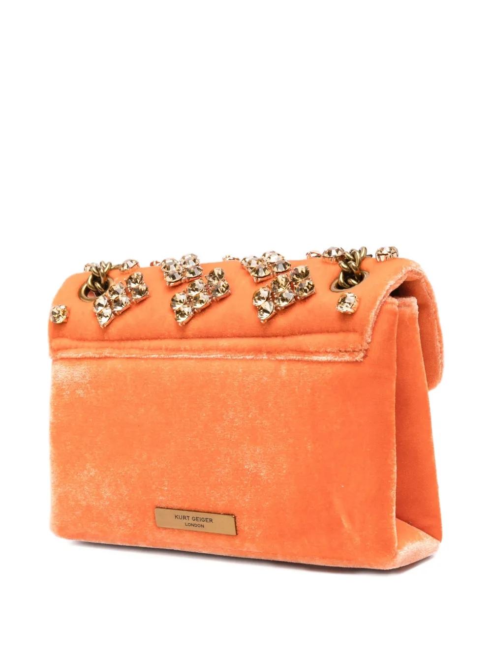 Bolso Kurt Geiger Velvet Mini Kensington Naranja