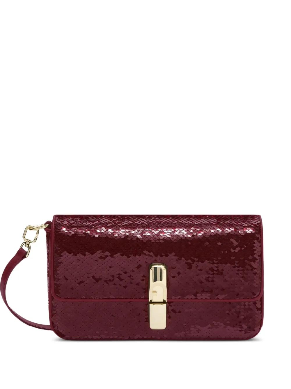 Bolso Furla Iride Paillettes Lentejuelas Burdeos