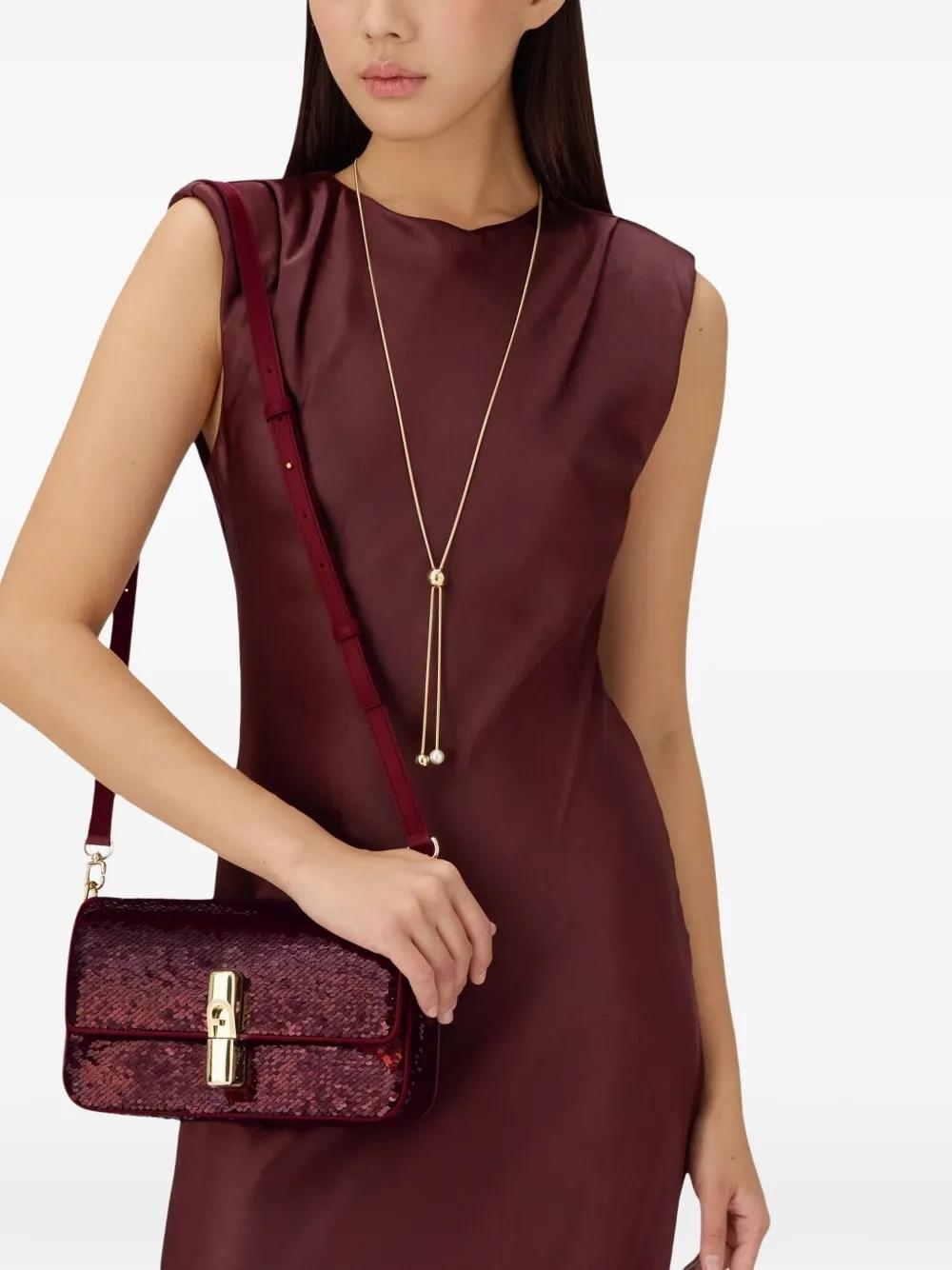 Bolso Furla Iride Paillettes Lentejuelas Burdeos