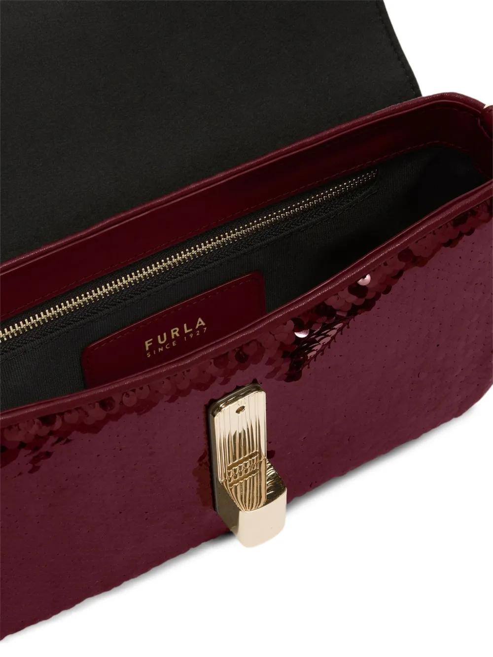 Bolso Furla Iride Paillettes Lentejuelas Burdeos